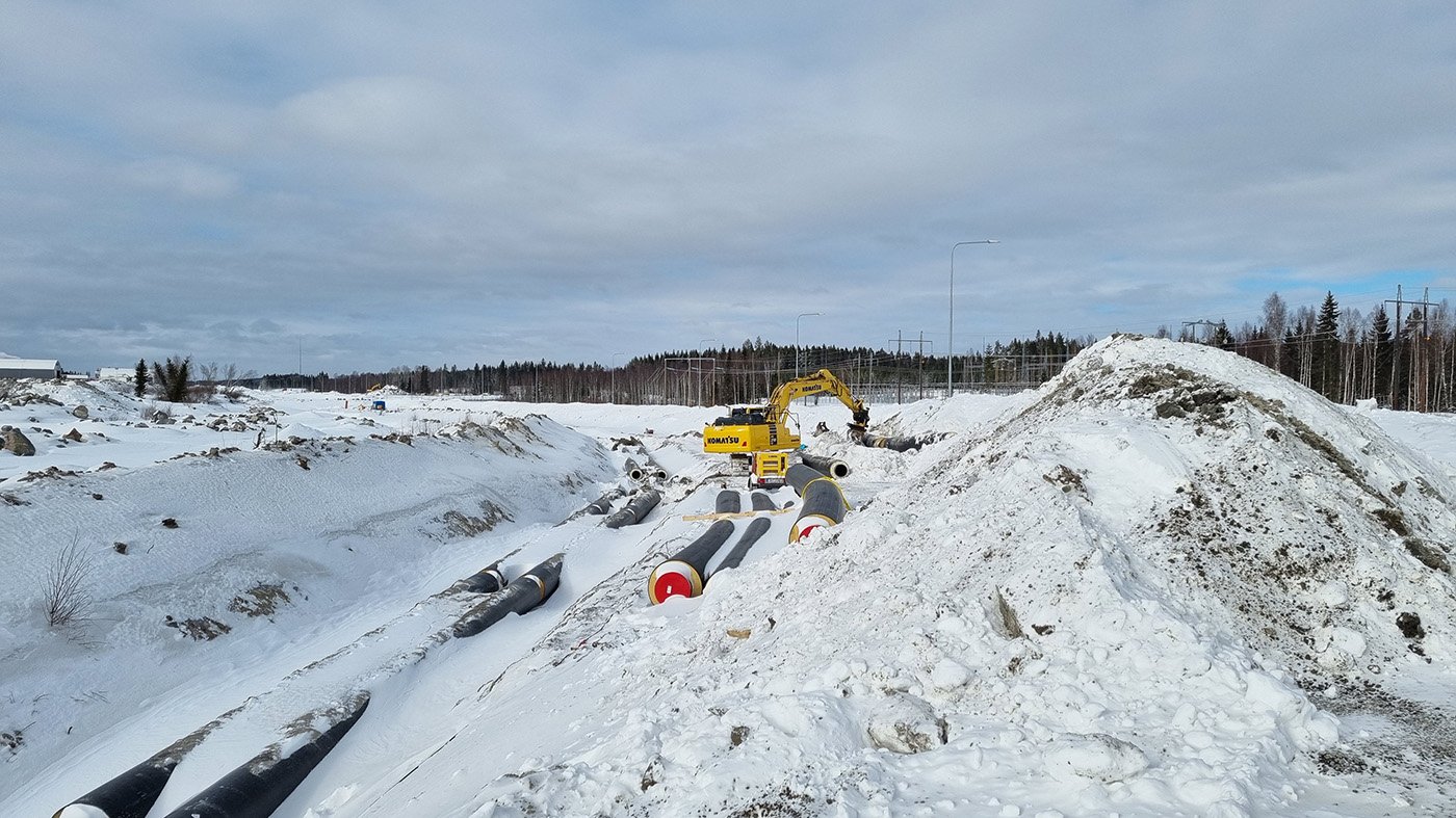 Rörläggningsarbete för Ecolink. Foto: Skellefteå Kraft.