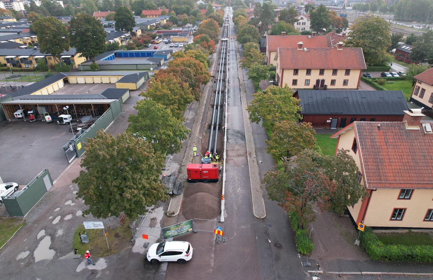 Rörarbete på Fredriksgatan i centrala Sandviken.