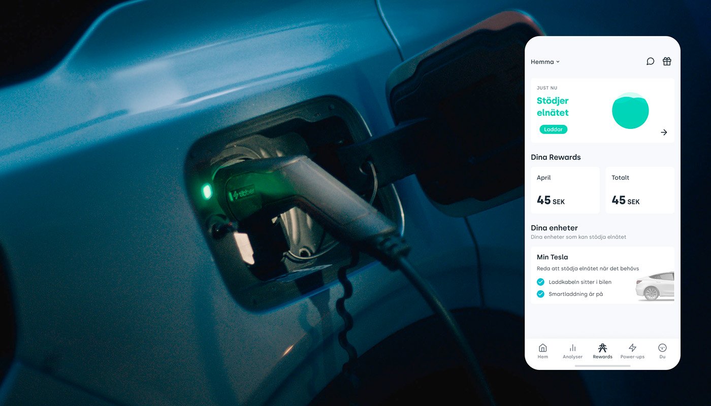 Ladda och stöd elnätet är tanken med Grid Rewards. Bild: Tibber.