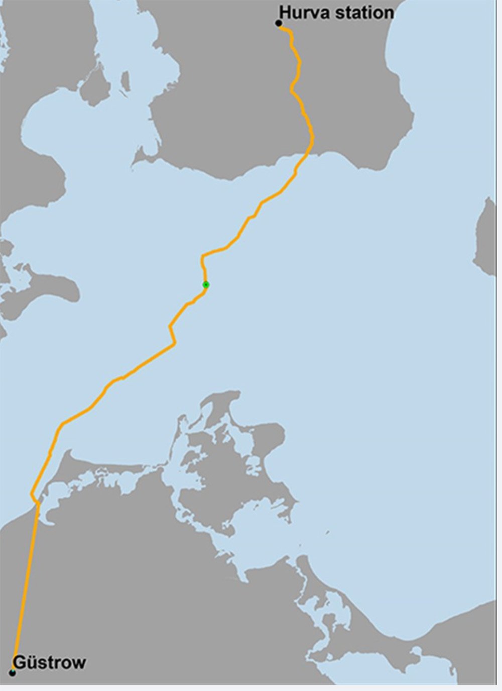 Den tänkta sträckningen för Hansa PowerBridge. Karta: Svk.