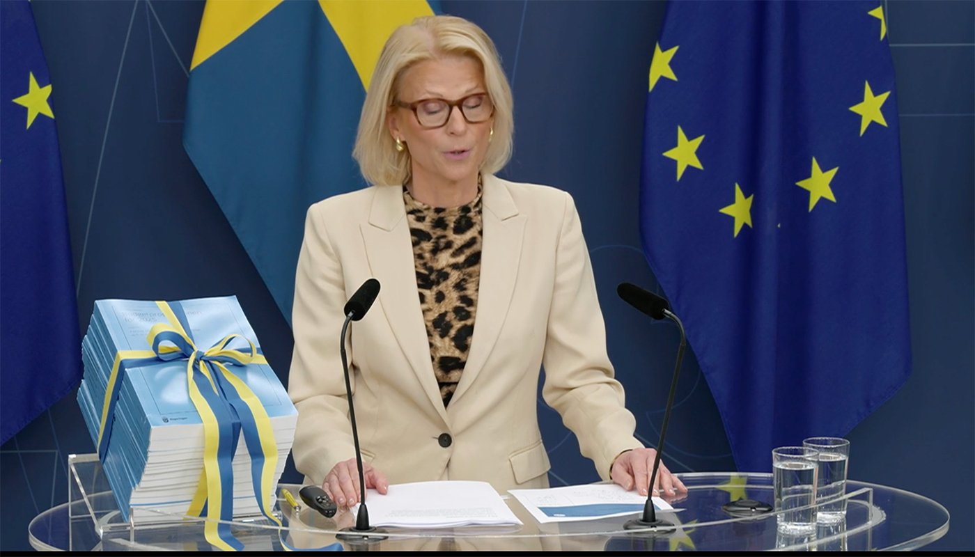 Finansminister Elisabeth Svantesson under torsdagens budgetpresentation. 